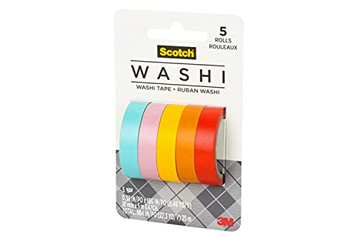 Scotch Washi Tape, Summer Design, 5 Rolls, Great for Bullet Journaling, Scrapbooking and DIY Décor (C1017-5-P4)