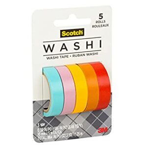 Scotch Washi Tape, Summer Design, 5 Rolls, Great for Bullet Journaling, Scrapbooking and DIY Décor (C1017-5-P4)