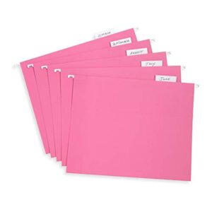 Blue Summit Supplies Hanging File Folders, 25 Reinforced Hang Folders, Designed for Home and Office Color Coded File Organization, Letter Size, Pink, 25 Pack