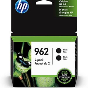 HP 962 | 2 Ink Cartridges | Black | Works with HP OfficeJet Pro 9000 Series | 3JB33AN