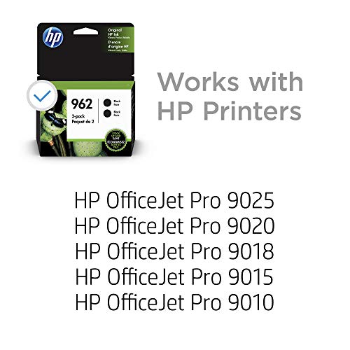 HP 962 | 2 Ink Cartridges | Black | Works with HP OfficeJet Pro 9000 Series | 3JB33AN