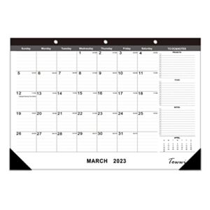 TOWWI Monthly Desk Pad Calendar Desk/Wall Calendar for Daily Schedule Planner, 16.7x11.6 inches (Black)
