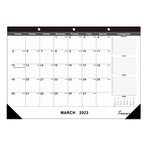 TOWWI Monthly Desk Pad Calendar Desk/Wall Calendar for Daily Schedule Planner, 16.7x11.6 inches (Black)