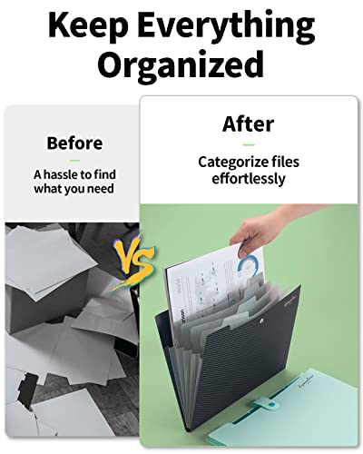 Sooez 4 Pack Expanding Filer Folders, 5 Pocket Accordion Folder, Accordion File Folder with Labels, Portable Folders for Documents, Premium Expandable Folder Organizer, Cute Folders for School Office