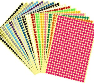 janyun 6528pcs colored dot stickers,1/4″ small color labels coding circle round coding dot labels stickers 16 colors