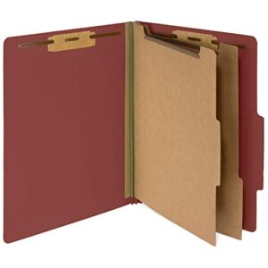 10 red classification folders – 2 divider – 2 inch tyvek expansions – durable 2 prongs designed to organize standard medical files, law client files, office reports – letter size, red, 10 pack