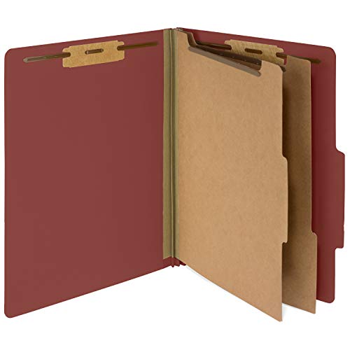 10 Red Classification Folders - 2 Divider - 2 Inch Tyvek Expansions - Durable 2 Prongs Designed to Organize Standard Medical Files, Law Client Files, Office Reports - Letter Size, Red, 10 Pack