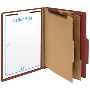 10 Red Classification Folders - 2 Divider - 2 Inch Tyvek Expansions - Durable 2 Prongs Designed to Organize Standard Medical Files, Law Client Files, Office Reports - Letter Size, Red, 10 Pack