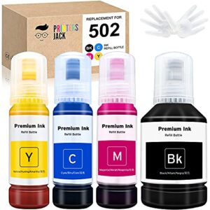 printers jack compatible 502 t502 refill ink bottles replacement for ecotank et-2750 et-3750 et-4750 et-2760 et-3760 et-4760 et-2700 et-3700 et-3710 et-15000 st-2000 st-3000 st-4000 printer