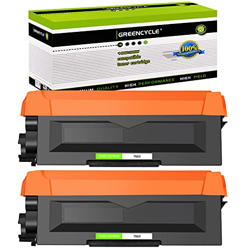 greencycle 2 Pack TN660 TN-660 TN630 TN-630 Black Toner Cartridge Replacement Compatible for Brother MFC-L2700dw MFC-L2740dw DCP-L2540dw HL-L2300D HL-L2380DW HL-L2320D DCP-L2540DW Laser Printer