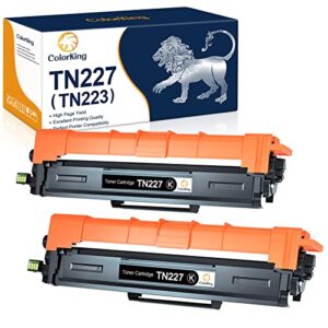 colorking compatible toner cartridge replacement for brother tn227 tn227bk tn-227 tn223 tn223bk for mfc-l3750cdw hl-l3210cw hl-l3290cd hl-l3230cdw mfc-l3770cdw hl-l3270cdw toner (black, 2-pack)