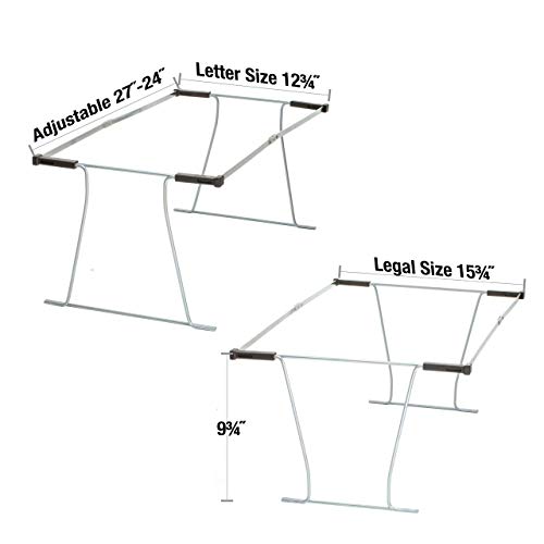 Officemate Universal Hanging File Frame, Letter and Legal Size, Rails 24 to 27, Steel, 1 Set (91966)