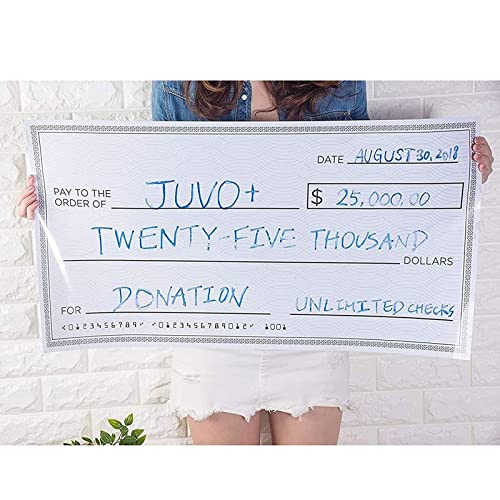 Reusable Big Check for Presentation, Large Oversized Dry Erase Plaque for Endowment, Donations, Gag Gifts, Raffle, Fundraisers (30 x 16 In)