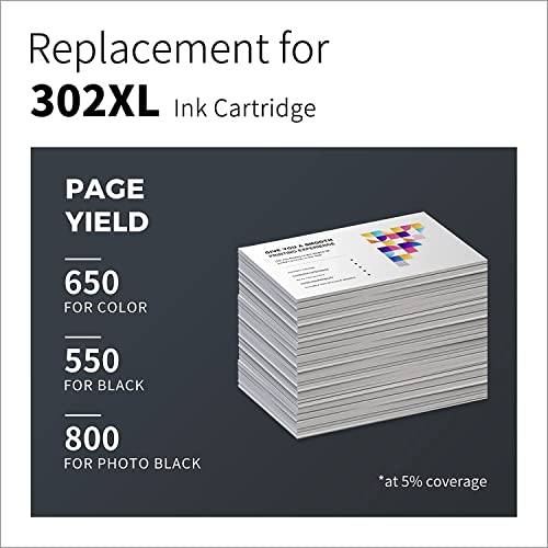 LemeroUexpect Remanufactured Ink Cartridge Replacement for Epson 302XL Ink Combo Pack 302 XL T302XL for Expression Premium XP-6000 XP-6100 Printer (Black Photo Black Cyan Magenta Yellow, 5-Pack)