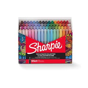 sharpie permanent markers ultimate collection, fine point, assorted colors, 65 count