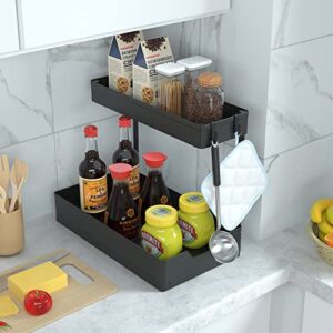 DEKAVA Under Sink Organizer，Bathroom Organizer，2 Tier Sliding Cabinet Organizer, Narrow Space Under Sink Organizers and Storage for Kitchen Bathroom