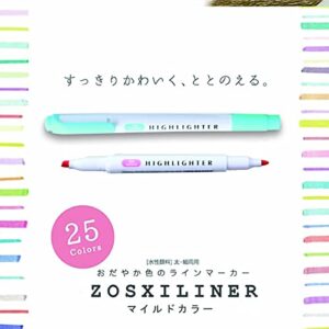 Highlighter Double Ended Mild color Highlighter Fluorescent Marker pen for Coloring, Underlining, Highlighting,Broad and Fine Tips,Assorted 25 Colors (25 Color set)