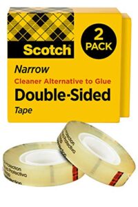 scotch double sided tape, 1/2 in x 500 in, permanent, 2 boxes/pack (665-2)
