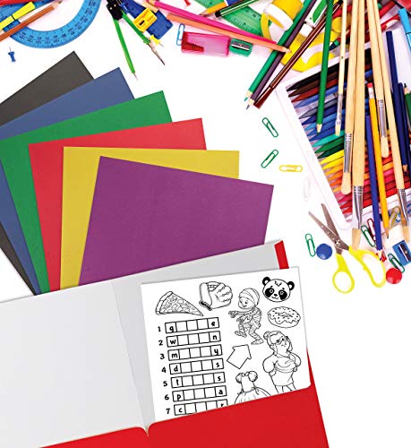 Letter Size Paper Portfolios by Better Office Products, Case of 100, Assorted Primary Colors, (Assorted, 2 Pocket Paper Folders)