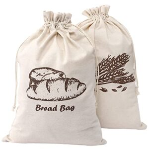 augshy linen bread bags for homemade bread container, 4 pcs 17.5 x11.5 inches unbleached & reusable bread storage, natural large storage for artisan bread
