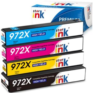 starink 972x ink cartridges updated in feb, 2023, compatible replacement for hp 972a 972 work for pagewide pro 477dw 477dn 577dw 577z 452dw 552dw 452dn printer, 4-pack