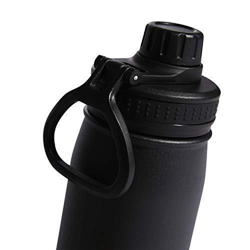 adidas 600 ML (20 oz) Water Bottle, Hot/Cold Double-Walled Insulated 18/8 Stainless Steel, Black/Silver Metallic, One Size