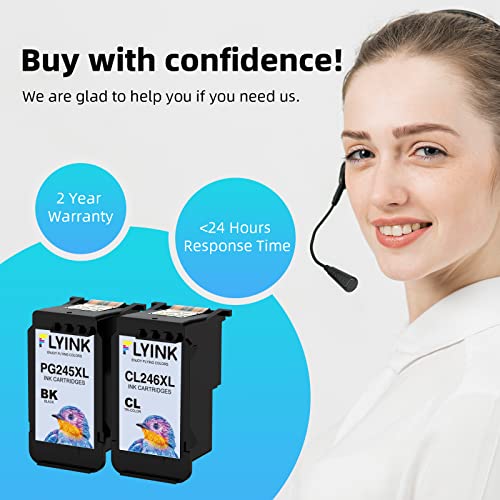 FLYINK Ink Cartridge 2 Pack for Canon 245 246 XL with Pixma MG2522 MG2525 MG2920 MX490 MX492 Printer