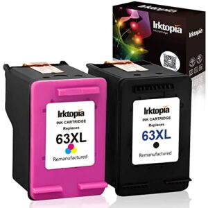 inktopia remanufactured ink cartridge replacement for hp 63xl 63 xl black and color use with hp officejet 5255 5258 3830 3833 4650 envy 4520 4516 deskjet 1112 2132 3633 3634 printer