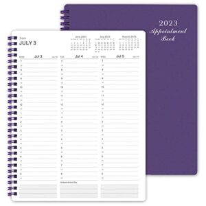 2023 weekly appointment book & planner – 2023 daily hourly planner with twin-wire binding, 8″ x 10″, appointment book from january 2023- december 2023, hourly interval, lay – flat, round corner, thick paper – purple