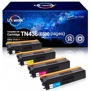 uniwork compatible toner cartridge replacement for brother tn436 tn 436 tn436bk tn433 use with mfc-l8900cdw hl-l8360cdw hl-l8260cdw mfc-l8610cdw mfc-l9570cdw hl-l9310cdw printer tray (4 pack)