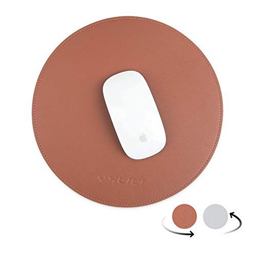 YXLILI Mouse Pad, Double-Sided Mouse Pads Small Round PU Leather Mouse Mat with Stitched Edge Waterproof Mouse Pads for Wireless Computer Mouse for Office Home Gaming Working