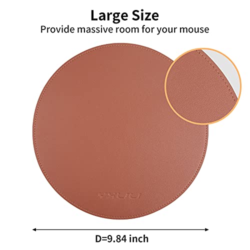 YXLILI Mouse Pad, Double-Sided Mouse Pads Small Round PU Leather Mouse Mat with Stitched Edge Waterproof Mouse Pads for Wireless Computer Mouse for Office Home Gaming Working