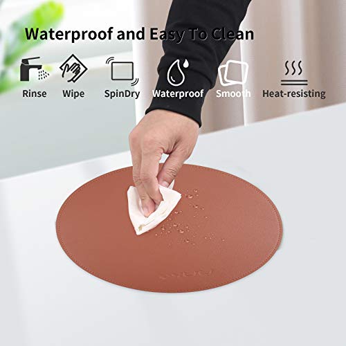 YXLILI Mouse Pad, Double-Sided Mouse Pads Small Round PU Leather Mouse Mat with Stitched Edge Waterproof Mouse Pads for Wireless Computer Mouse for Office Home Gaming Working