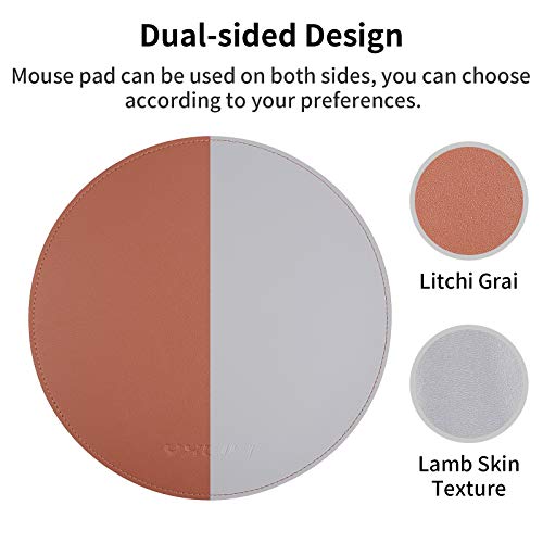 YXLILI Mouse Pad, Double-Sided Mouse Pads Small Round PU Leather Mouse Mat with Stitched Edge Waterproof Mouse Pads for Wireless Computer Mouse for Office Home Gaming Working
