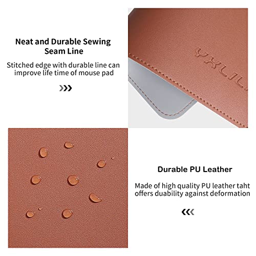 YXLILI Mouse Pad, Double-Sided Mouse Pads Small Round PU Leather Mouse Mat with Stitched Edge Waterproof Mouse Pads for Wireless Computer Mouse for Office Home Gaming Working