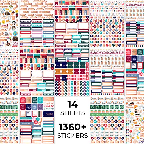 Clever Fox Planner Stickers – Monthly, Weekly & Daily Planner Stickers 14 Sheets Set of 1360+ Unique Stickers by Clever Fox (Value Pack)