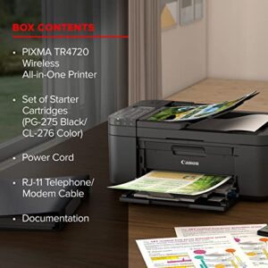 Canon PIXMA TR4720 All-in-One Wireless Printer for Home use, with Auto Document Feeder, Mobile Printing and Built-in Fax, Black (Renewed)