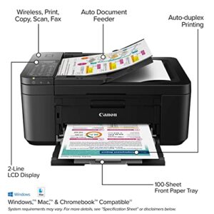 Canon PIXMA TR4720 All-in-One Wireless Printer for Home use, with Auto Document Feeder, Mobile Printing and Built-in Fax, Black (Renewed)