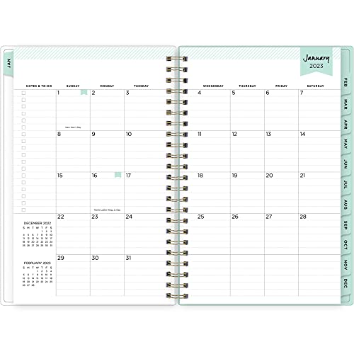 Day Designer for Blue Sky 2023 Weekly and Monthly Planner, 5" x 8", Frosted Cover, Wirebound, Secret Garden Mint (140103-23)