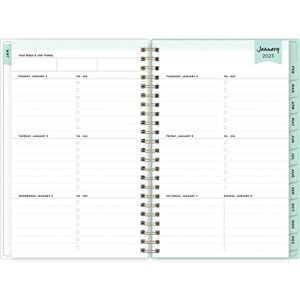 Day Designer for Blue Sky 2023 Weekly and Monthly Planner, 5" x 8", Frosted Cover, Wirebound, Secret Garden Mint (140103-23)