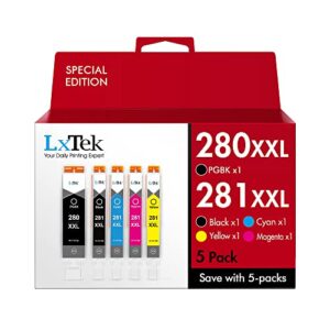 lxtek compatible ink cartridge replacement for canon pgi-280xxl cli-281xxl pgi 280 xxl cli 281 xxl to compatible with pixma tr8520 ts8322 ts9120 ts6220 ts9520 ts8220 ts9521c ts6120 ts8120 (5-pack)