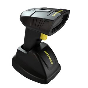 nadamoo wireless barcode scanner with charging cradle, read 1d, 2d, qr code, data matrix, pdf417, 400m transmission distance, 2200mah rechargeable battery, cordless cmos image reader for computer