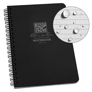 rite in the rain all-weather side-spiral notebook, 4 5/8″ x 7″, black cover, universal pattern (no. 773)