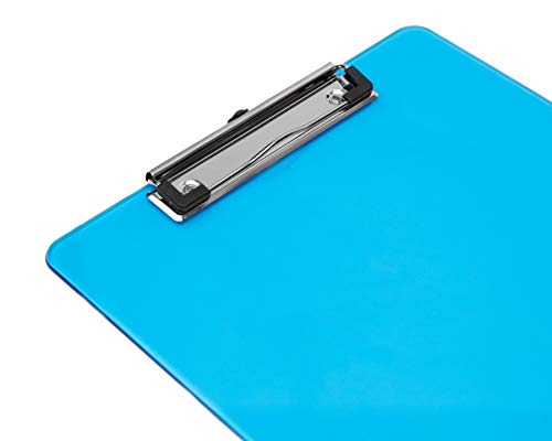 Plastic Clipboards (Set of 6) Multi Pack Clipboard (Colored Assorted) Strong 12.5 x 9 Inch | Holds 100 Sheets! Acrylic Clipboards with Low Profile Clip | Cute Clip Boards Board Clips