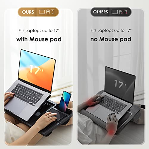 LORYERGO Laptop Lap Desk, Large Lap Desk with Cushion, 8 Angle Adjustable, Lap Desk for Laptop 17 Inches w/Mouse Pad & Cellphone Slot, Laptop Stand for Bed & Couch, Laptop Riser for Home & Office