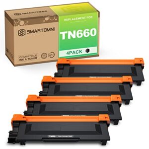s smartomni compatible tn660 toners_cartridges replacement for brother tn-660 tn-630 for brother mfc-l2700dw l2340dw l2300d l2380dw l2320d dcp l2540dw l2520dw mfc l2740dw l2720dw (4pk, design v3)