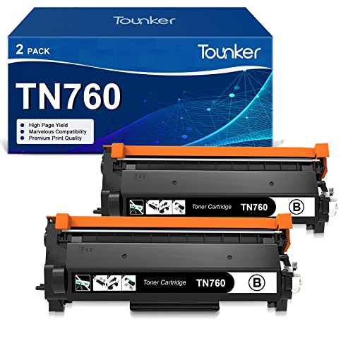 TN760 Toner for Brother Printer Compatible Replacement for Brother TN760 TN-760 TN 760 TN-730 TN730 Toner for Brother Printer HL-L2350DW HL-L2395DW DCP-L2550DW MFC-L2750DW MFC-L210DW Toner (2 Black)