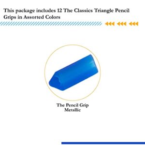 The Classics 12-Pack Triangle Pencil Grips, Assorted Bright Colors, 1.75-Inch Long (TPG-16212)