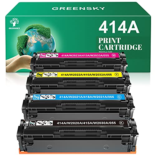 GREENSKY Compatible 414A Toner Cartridge 4 Pack Replacement for HP 414X W2020A W2021A W2022A W2023A for Color Laserjet Pro MFP M479fdw M479fdn M454dw M454dn M479 Printer Ink(Black Cyan Yellow Magenta)