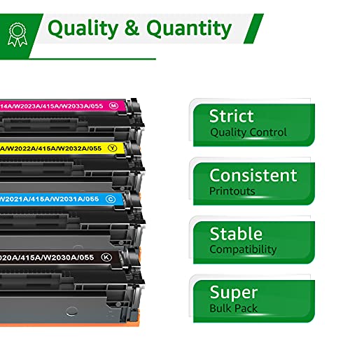 GREENSKY Compatible 414A Toner Cartridge 4 Pack Replacement for HP 414X W2020A W2021A W2022A W2023A for Color Laserjet Pro MFP M479fdw M479fdn M454dw M454dn M479 Printer Ink(Black Cyan Yellow Magenta)